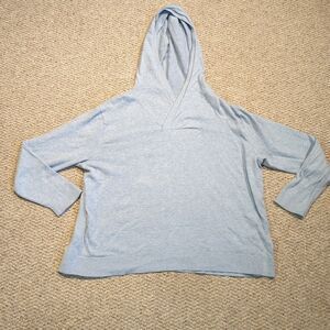 Pure J.Jill Hoodie Sweater Womens Large Petite Blue Cotton Cashmere Beachy